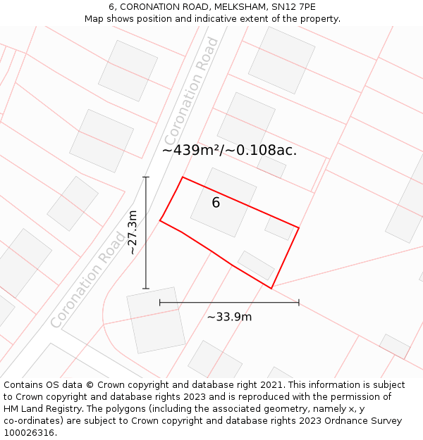 6, CORONATION ROAD, MELKSHAM, SN12 7PE: Plot and title map