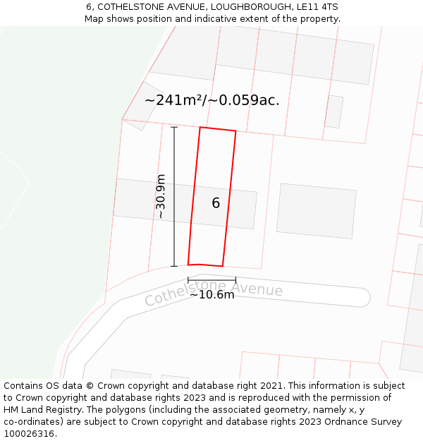 6, COTHELSTONE AVENUE, LOUGHBOROUGH, LE11 4TS: Plot and title map