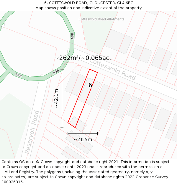 6, COTTESWOLD ROAD, GLOUCESTER, GL4 6RG: Plot and title map