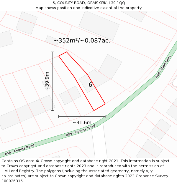 6, COUNTY ROAD, ORMSKIRK, L39 1QQ: Plot and title map