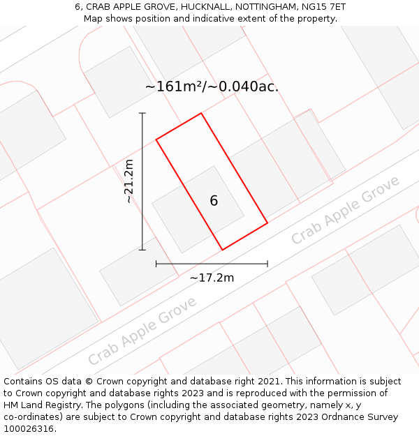6, CRAB APPLE GROVE, HUCKNALL, NOTTINGHAM, NG15 7ET: Plot and title map