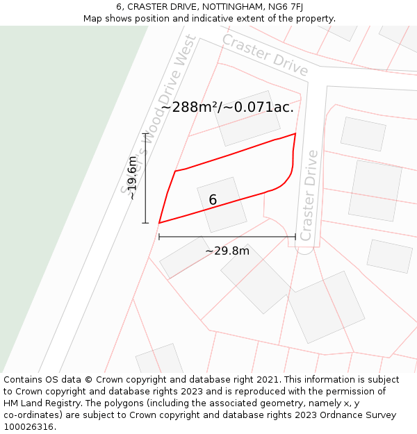 6, CRASTER DRIVE, NOTTINGHAM, NG6 7FJ: Plot and title map