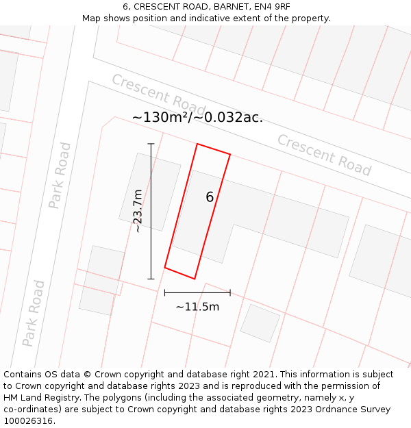 6, CRESCENT ROAD, BARNET, EN4 9RF: Plot and title map