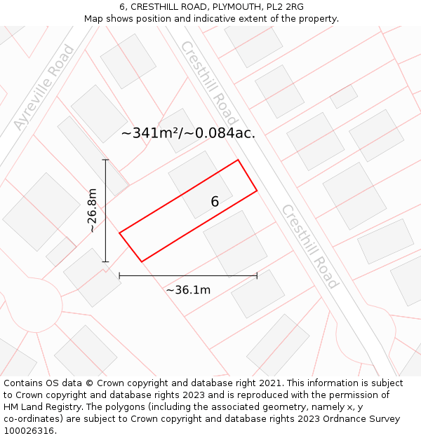 6, CRESTHILL ROAD, PLYMOUTH, PL2 2RG: Plot and title map