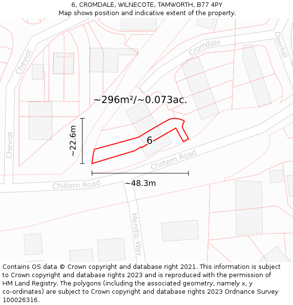 6, CROMDALE, WILNECOTE, TAMWORTH, B77 4PY: Plot and title map