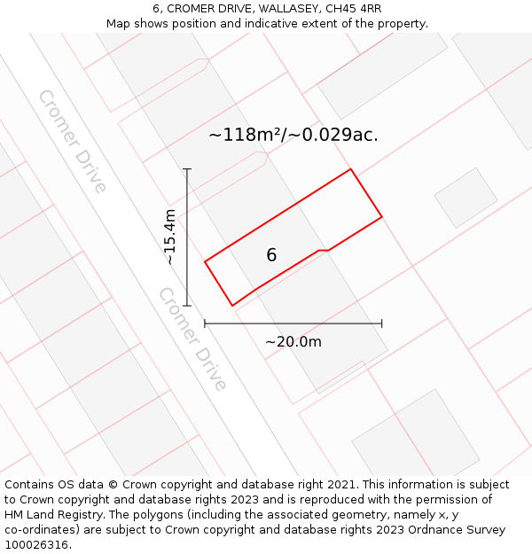 6, CROMER DRIVE, WALLASEY, CH45 4RR: Plot and title map