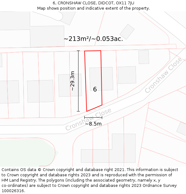 6, CRONSHAW CLOSE, DIDCOT, OX11 7JU: Plot and title map