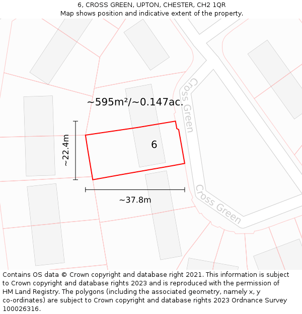 6, CROSS GREEN, UPTON, CHESTER, CH2 1QR: Plot and title map