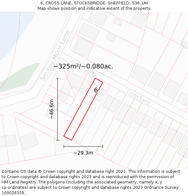 6, CROSS LANE, STOCKSBRIDGE, SHEFFIELD, S36 1AY: Plot and title map
