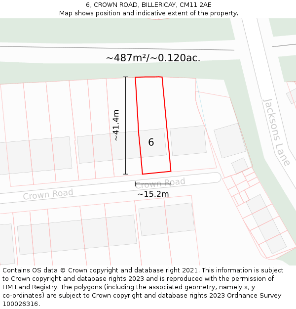6, CROWN ROAD, BILLERICAY, CM11 2AE: Plot and title map