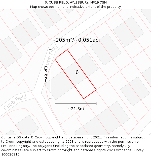 6, CUBB FIELD, AYLESBURY, HP19 7SH: Plot and title map