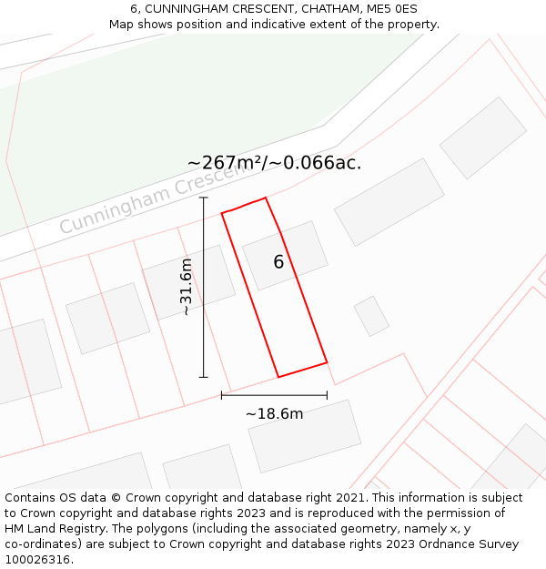 6, CUNNINGHAM CRESCENT, CHATHAM, ME5 0ES: Plot and title map