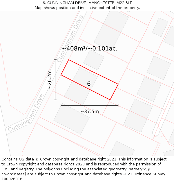 6, CUNNINGHAM DRIVE, MANCHESTER, M22 5LT: Plot and title map