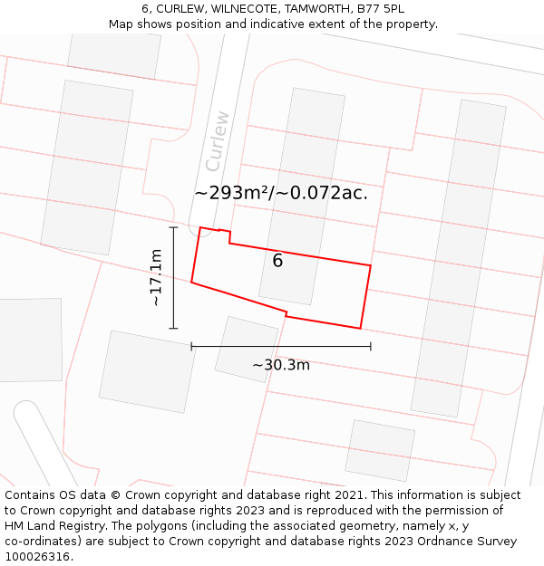 6, CURLEW, WILNECOTE, TAMWORTH, B77 5PL: Plot and title map