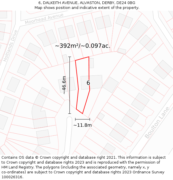 6, DALKEITH AVENUE, ALVASTON, DERBY, DE24 0BG: Plot and title map