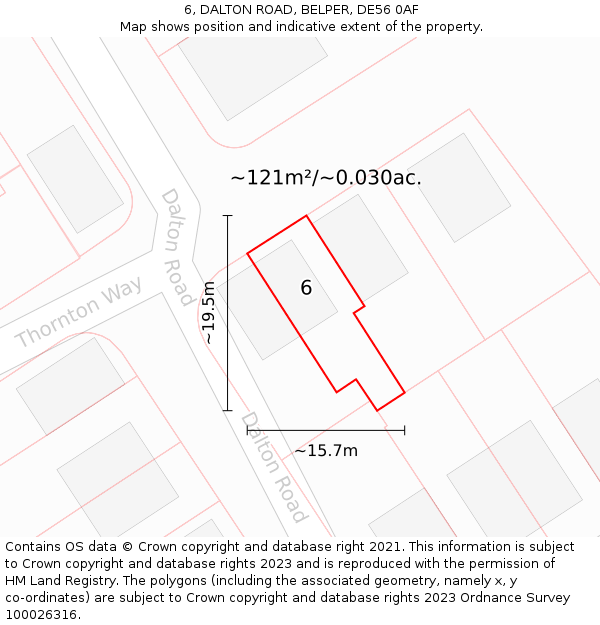 6, DALTON ROAD, BELPER, DE56 0AF: Plot and title map