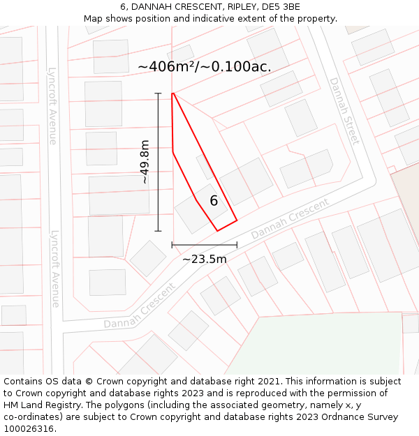 6, DANNAH CRESCENT, RIPLEY, DE5 3BE: Plot and title map