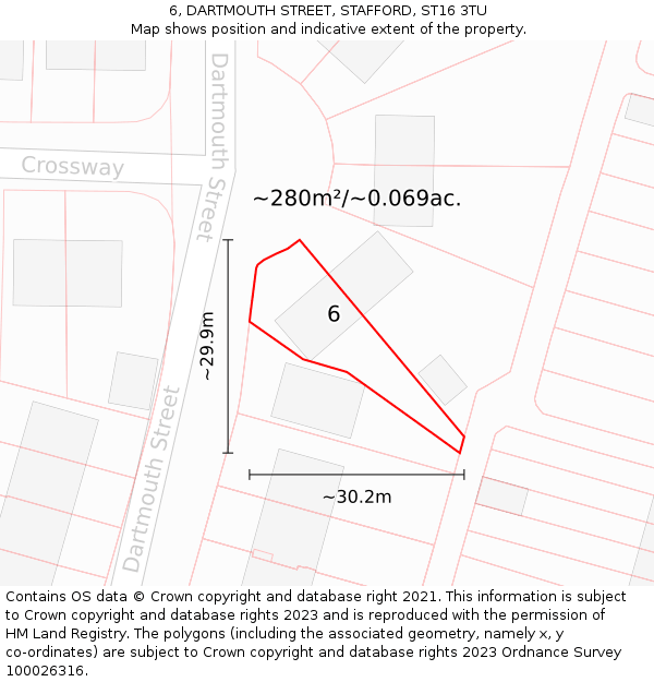 6, DARTMOUTH STREET, STAFFORD, ST16 3TU: Plot and title map