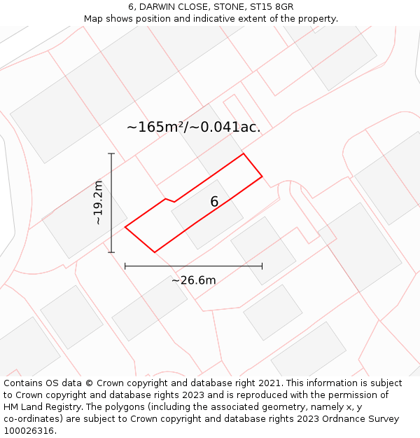 6, DARWIN CLOSE, STONE, ST15 8GR: Plot and title map
