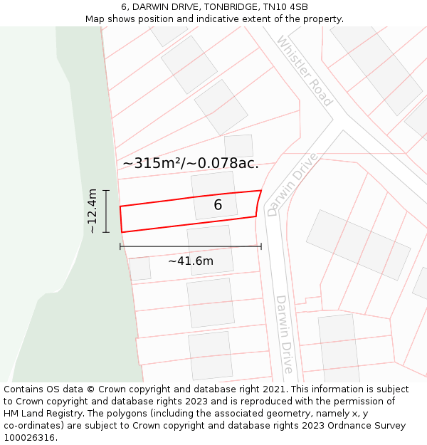6, DARWIN DRIVE, TONBRIDGE, TN10 4SB: Plot and title map