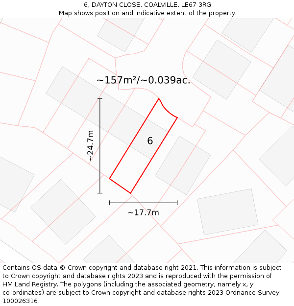 6, DAYTON CLOSE, COALVILLE, LE67 3RG: Plot and title map