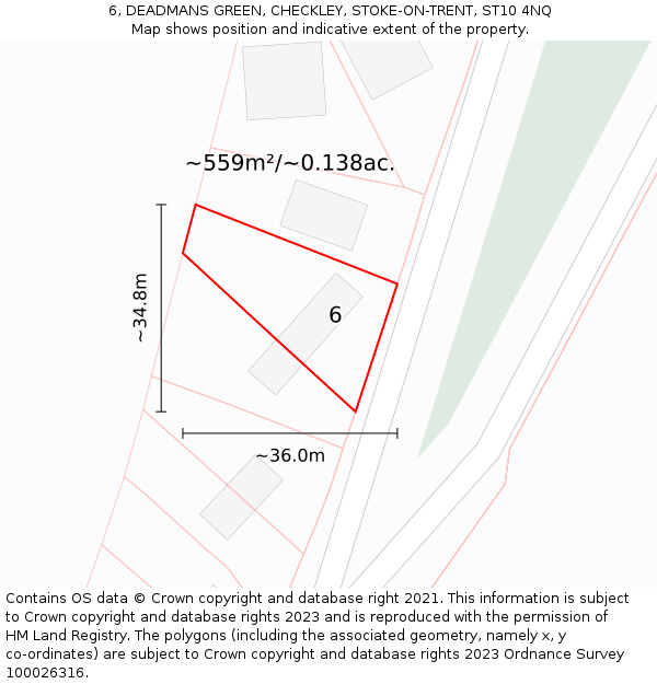 6, DEADMANS GREEN, CHECKLEY, STOKE-ON-TRENT, ST10 4NQ: Plot and title map