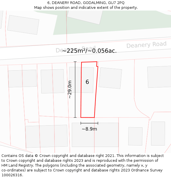 6, DEANERY ROAD, GODALMING, GU7 2PQ: Plot and title map