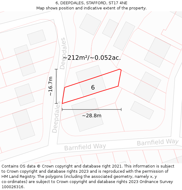 6, DEEPDALES, STAFFORD, ST17 4NE: Plot and title map