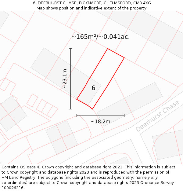 6, DEERHURST CHASE, BICKNACRE, CHELMSFORD, CM3 4XG: Plot and title map
