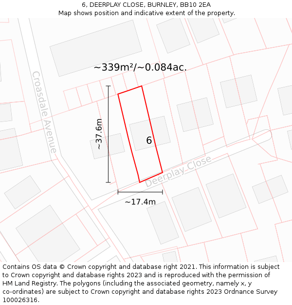 6, DEERPLAY CLOSE, BURNLEY, BB10 2EA: Plot and title map
