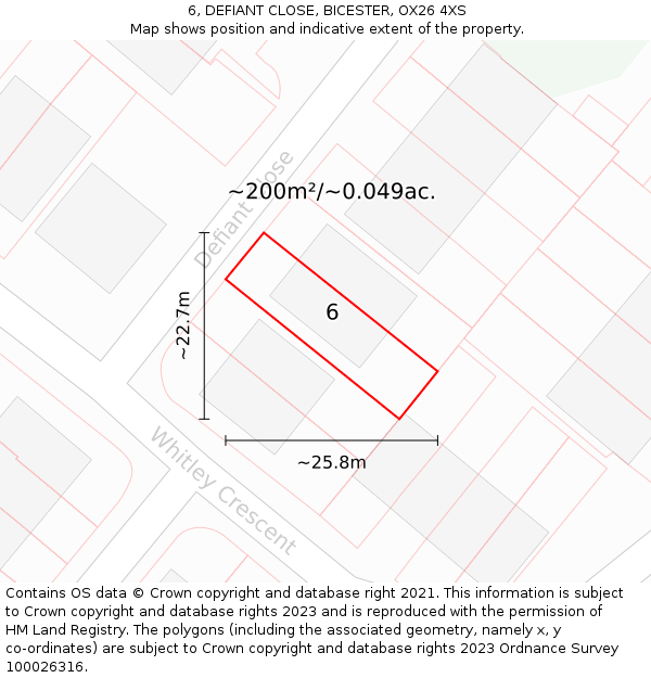 6, DEFIANT CLOSE, BICESTER, OX26 4XS: Plot and title map