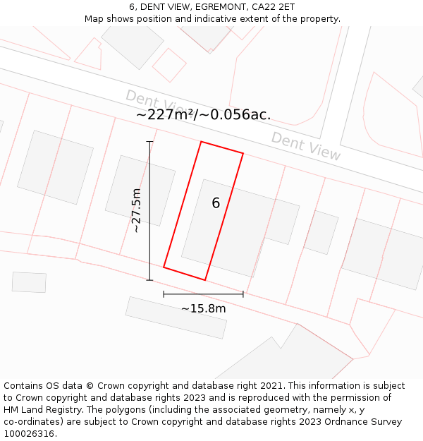 6, DENT VIEW, EGREMONT, CA22 2ET: Plot and title map