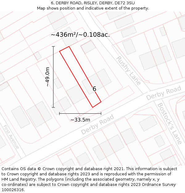 6, DERBY ROAD, RISLEY, DERBY, DE72 3SU: Plot and title map