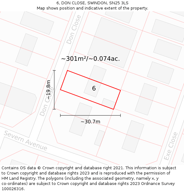 6, DON CLOSE, SWINDON, SN25 3LS: Plot and title map
