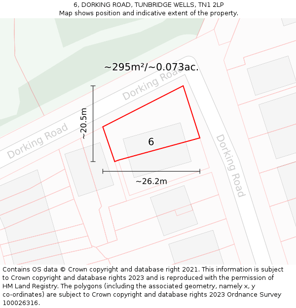 6, DORKING ROAD, TUNBRIDGE WELLS, TN1 2LP: Plot and title map