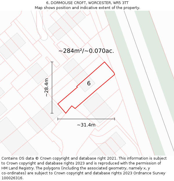 6, DORMOUSE CROFT, WORCESTER, WR5 3TT: Plot and title map