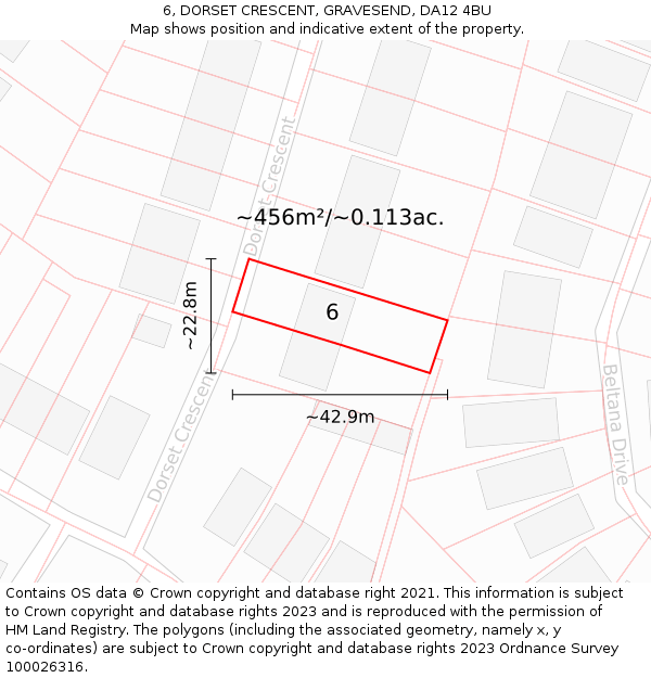 6, DORSET CRESCENT, GRAVESEND, DA12 4BU: Plot and title map