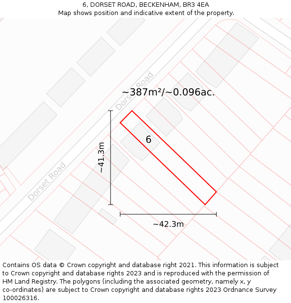 6, DORSET ROAD, BECKENHAM, BR3 4EA: Plot and title map