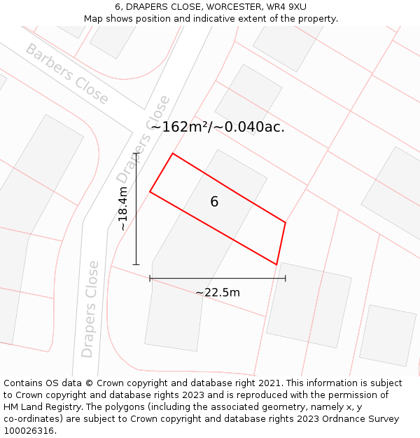 6, DRAPERS CLOSE, WORCESTER, WR4 9XU: Plot and title map