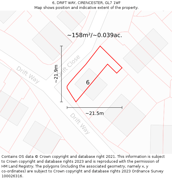6, DRIFT WAY, CIRENCESTER, GL7 1WF: Plot and title map