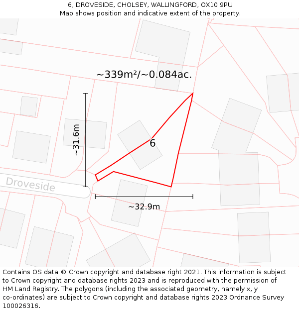 6, DROVESIDE, CHOLSEY, WALLINGFORD, OX10 9PU: Plot and title map