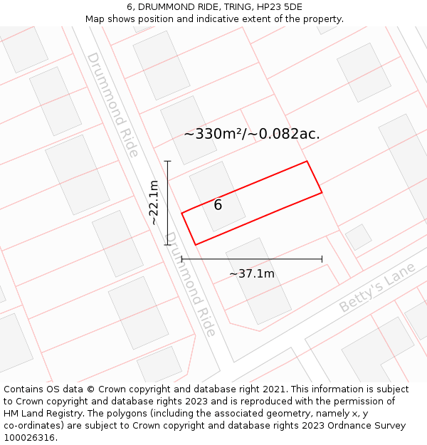 6, DRUMMOND RIDE, TRING, HP23 5DE: Plot and title map