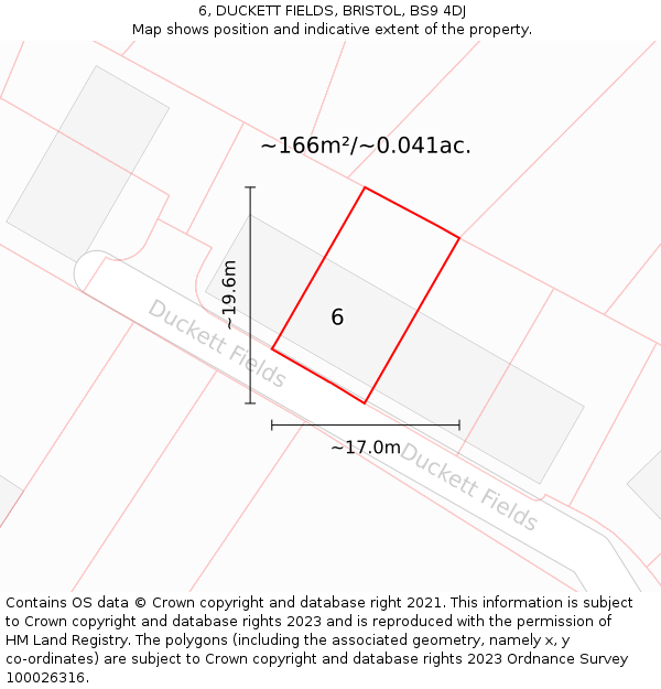 6, DUCKETT FIELDS, BRISTOL, BS9 4DJ: Plot and title map