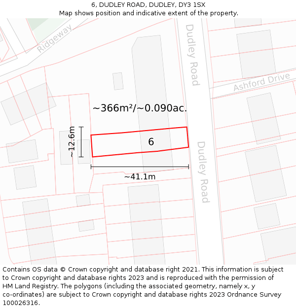 6, DUDLEY ROAD, DUDLEY, DY3 1SX: Plot and title map