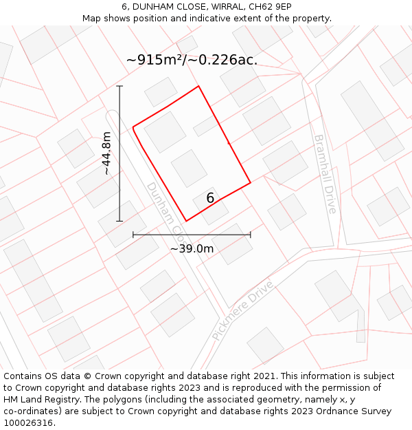 6, DUNHAM CLOSE, WIRRAL, CH62 9EP: Plot and title map