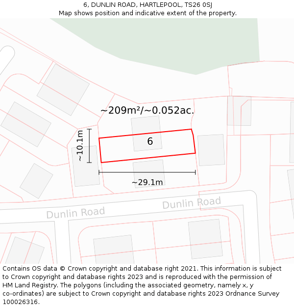 6, DUNLIN ROAD, HARTLEPOOL, TS26 0SJ: Plot and title map