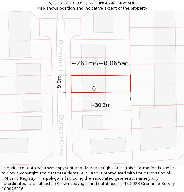 6, DUNOON CLOSE, NOTTINGHAM, NG5 5DH: Plot and title map