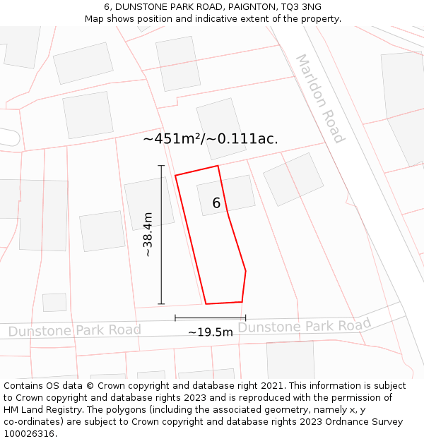 6, DUNSTONE PARK ROAD, PAIGNTON, TQ3 3NG: Plot and title map