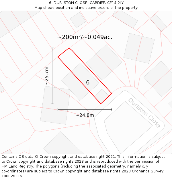 6, DURLSTON CLOSE, CARDIFF, CF14 2LY: Plot and title map