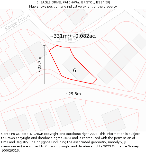 6, EAGLE DRIVE, PATCHWAY, BRISTOL, BS34 5RJ: Plot and title map
